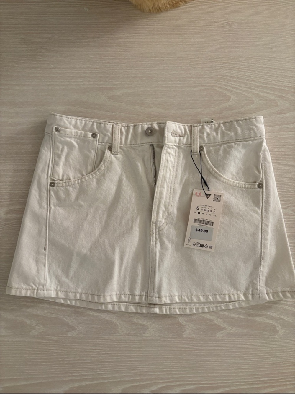 ZARA White Denim Mini Skirt